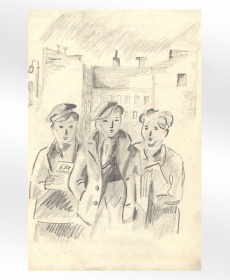 Ilustracja do lektury Haliny Górskiej "Chłopcy z ulic miasta"